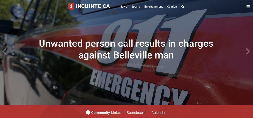 Screenshot of the InQuinte.ca website
