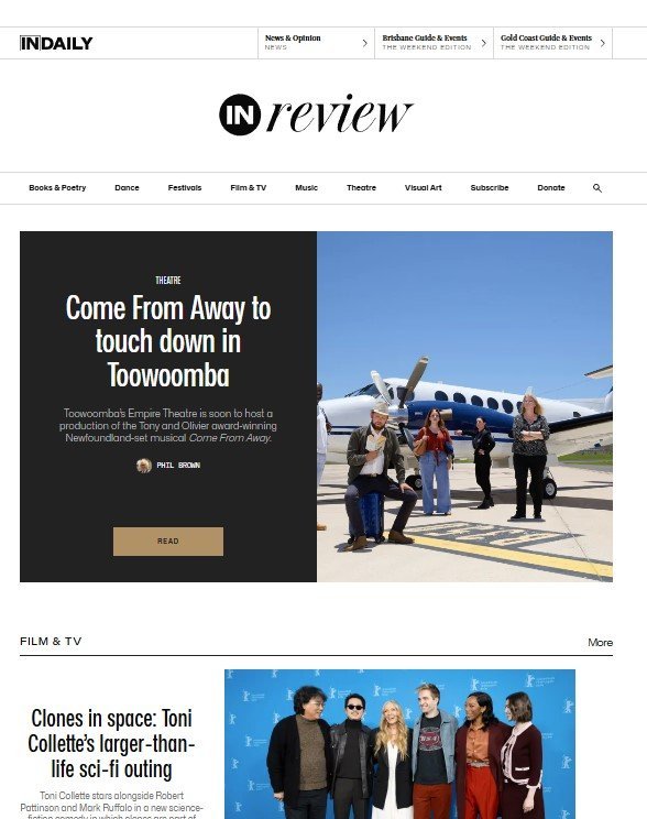 Screenshot of the InReview QLD website