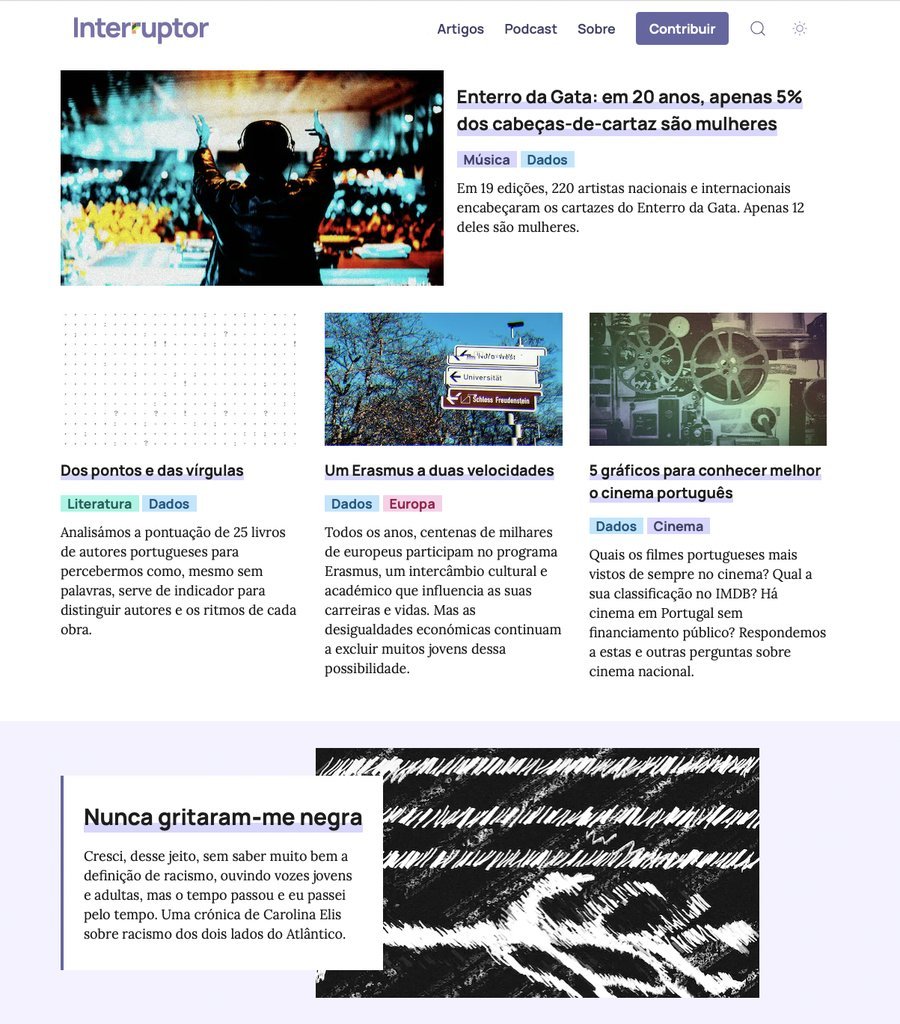 Screenshot of the Interruptor website