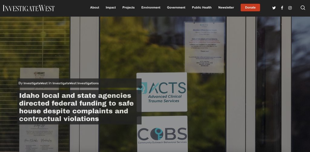 Screenshot of the InvestigateWest website