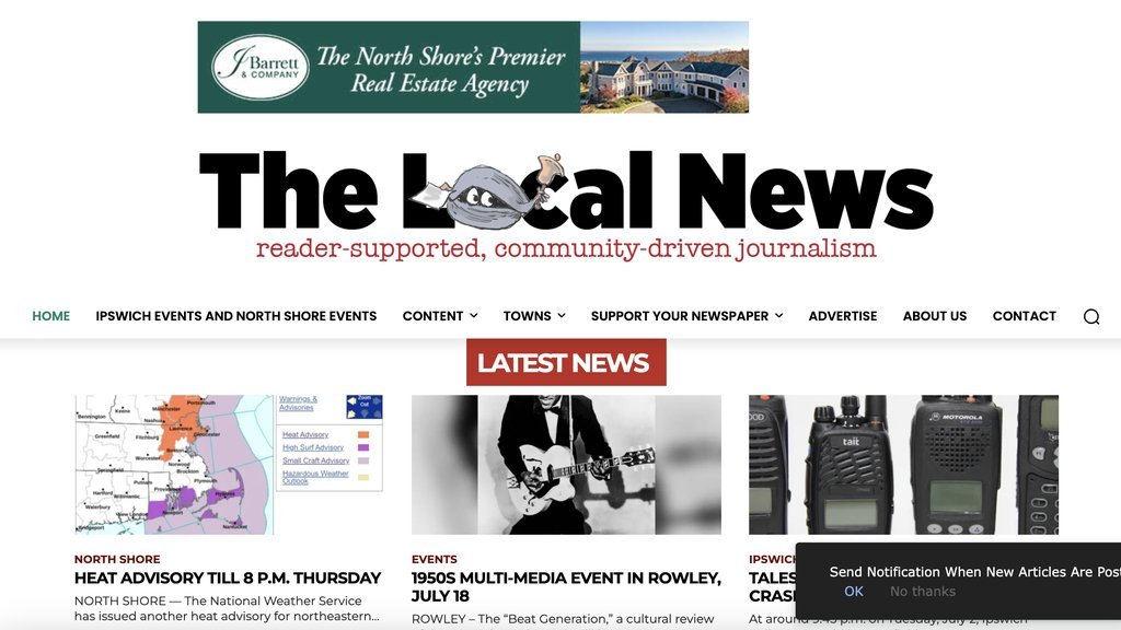 Screenshot of the Ipswich Local News website