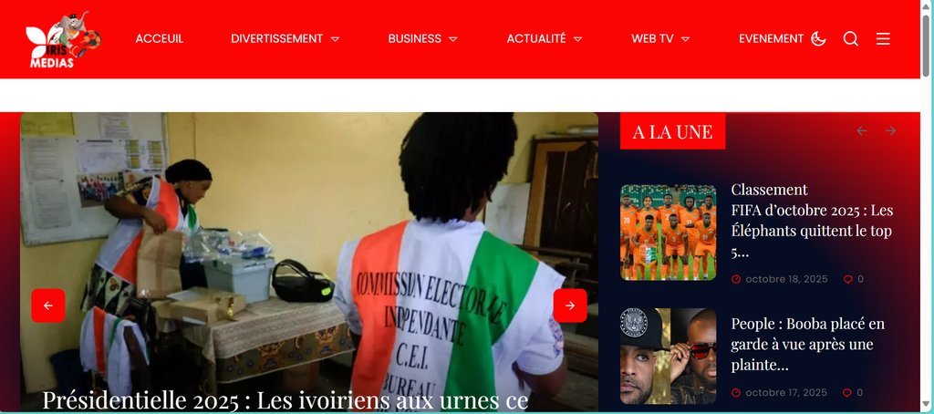 Screenshot of the Iris Media website