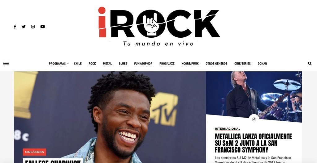 Screenshot of the Irock website