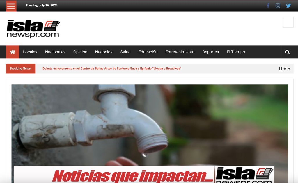 Screenshot of the IslaNews PR website