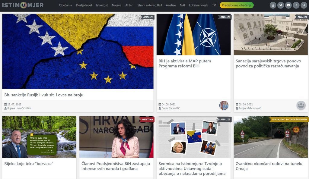 Screenshot of the Istinomjer website