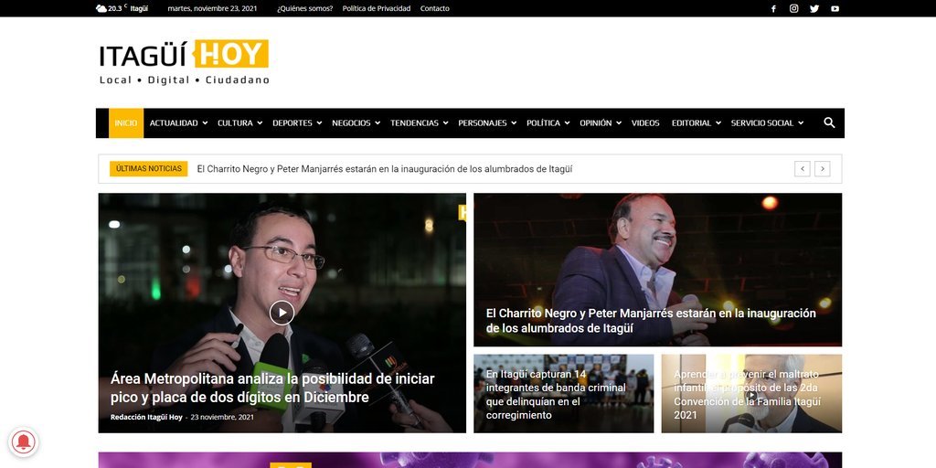 Screenshot of the Itagüi Hoy website