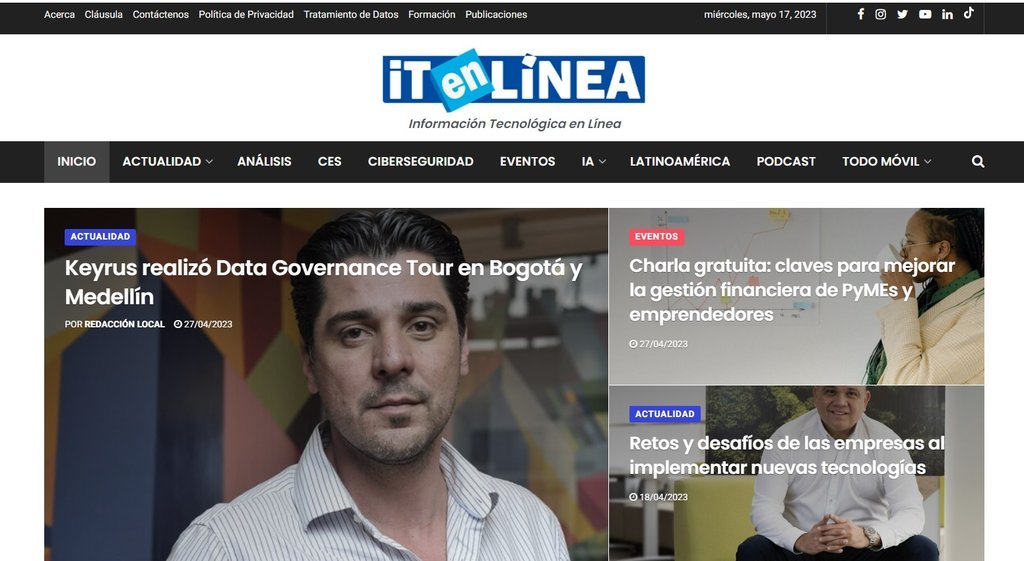 Screenshot of the Itenlinea website