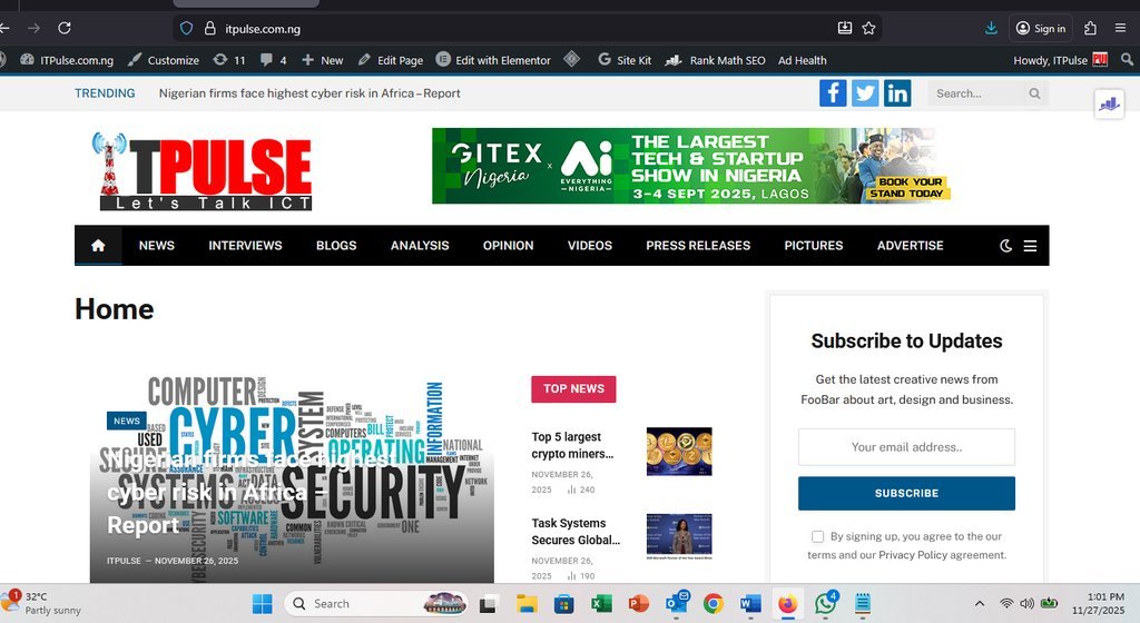 Screenshot of the ITPulse website