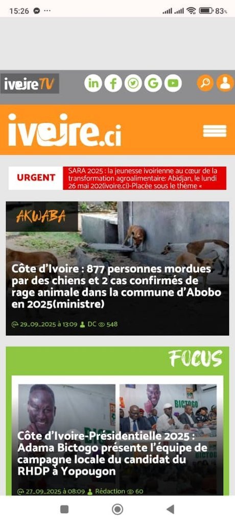 Screenshot of the Ivoire ci website