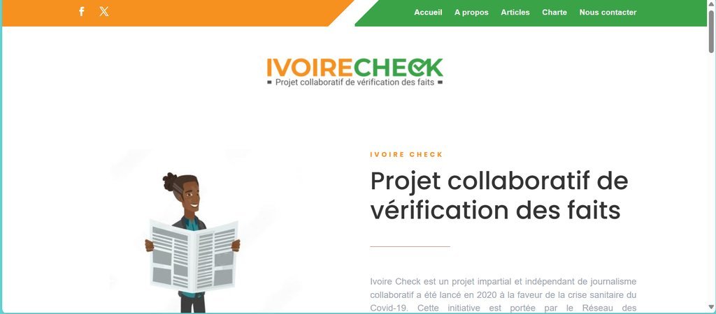 Screenshot of the IvoireCheck website