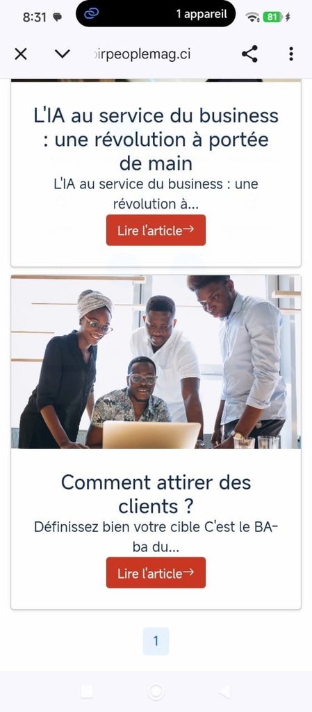 Screenshot of the IvoirPeople Magazine (IPM) website