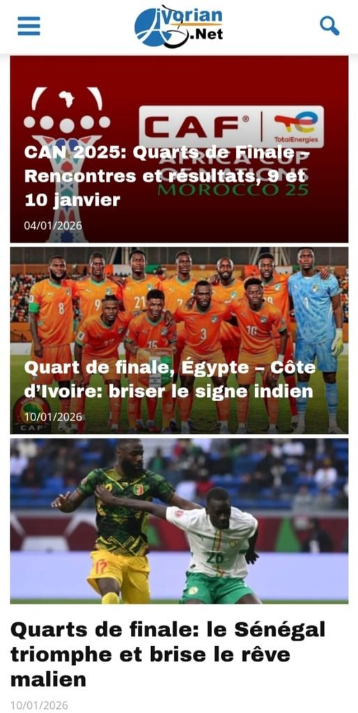 Screenshot of the Ivorian Net website