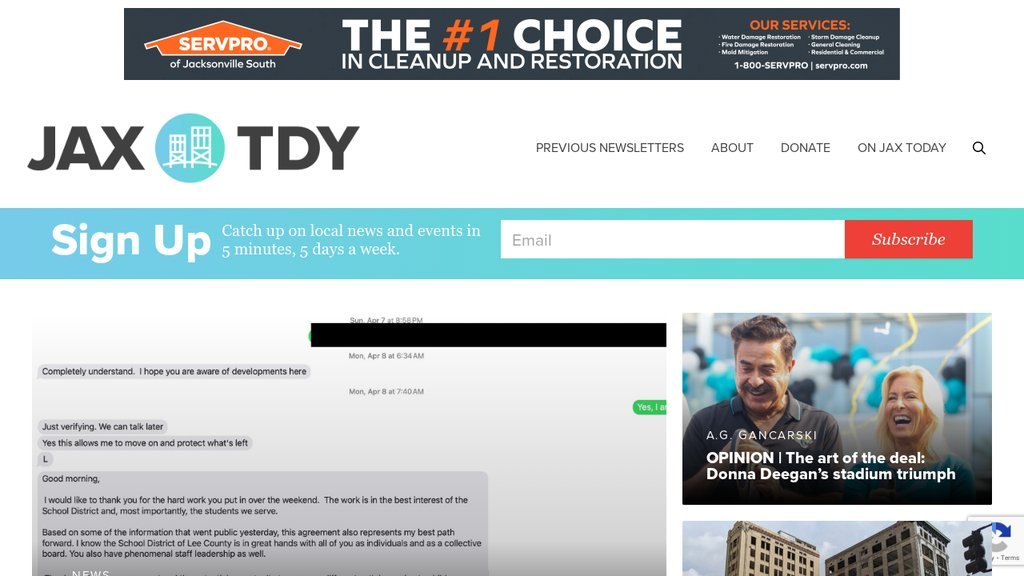Screenshot of the Jacksonville Today website