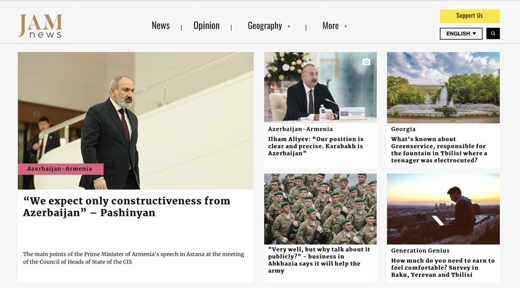 Screenshot of the JAMnews website