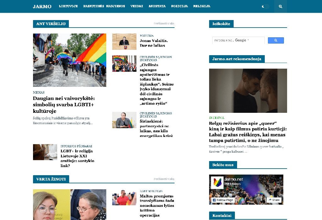 Screenshot of the Jarmo website