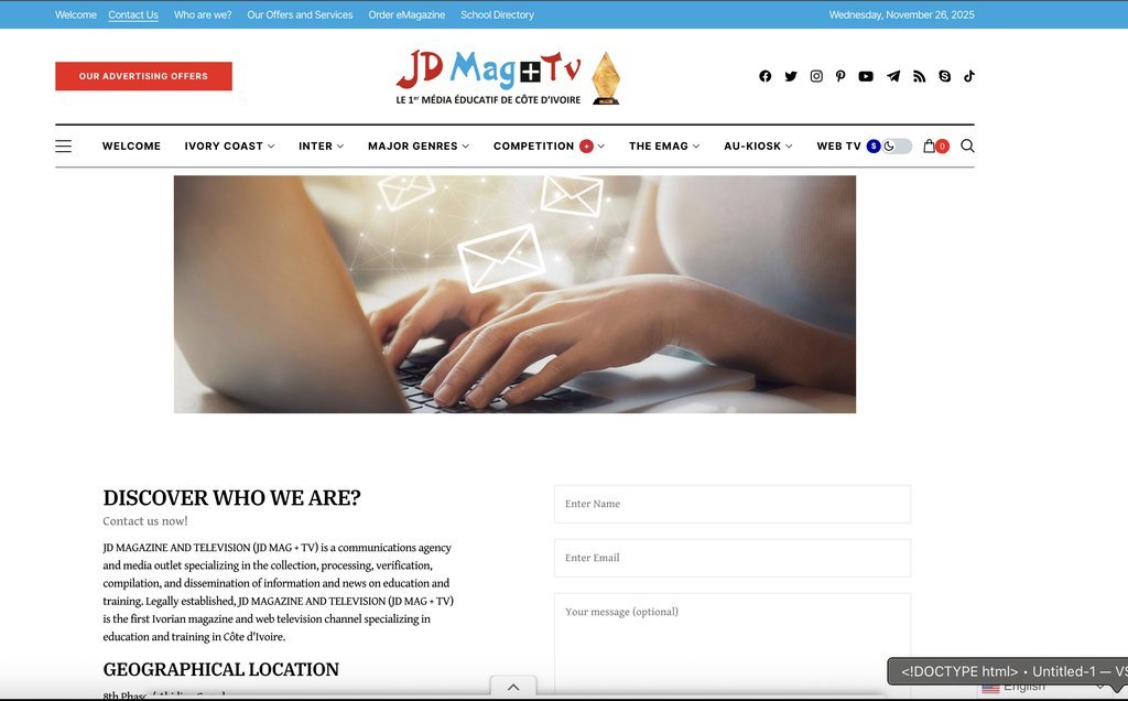 Screenshot of the JD Éditions Magazine & TV website