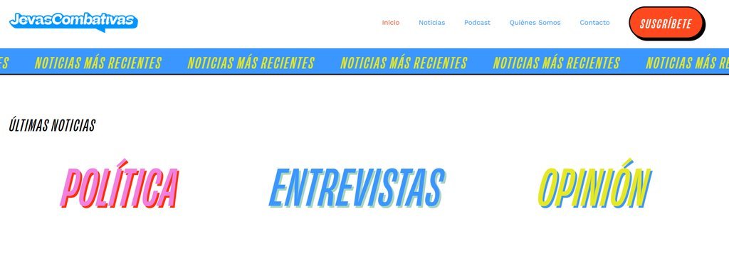 Screenshot of the Jevas Combativas website