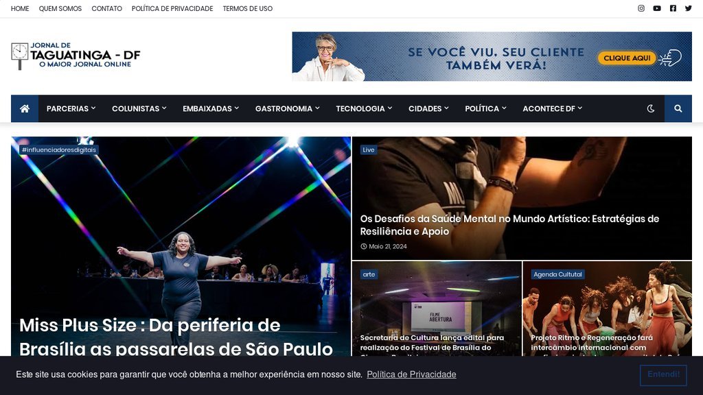 Screenshot of the Jornal de Taguatinga website