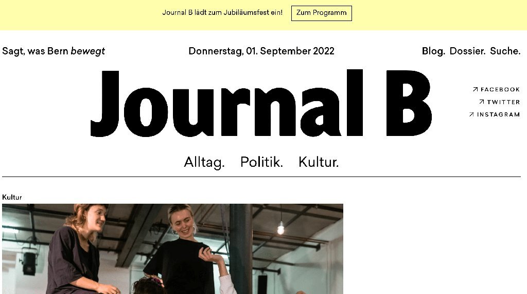 Screenshot of the Journal B website