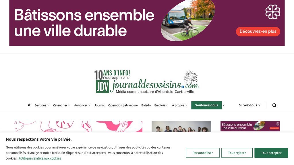 Screenshot of the Journal des voisins website