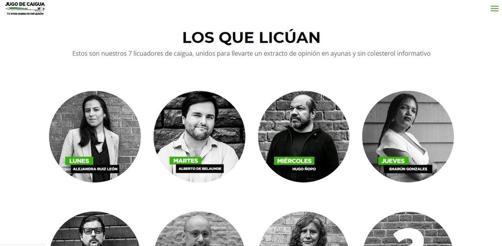 Screenshot of the Jugo De Caigua website