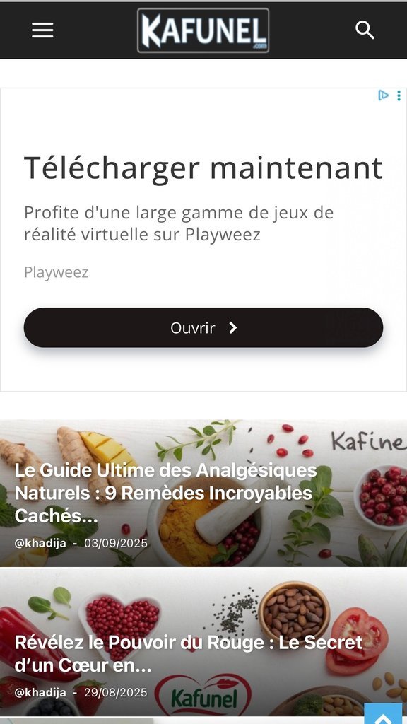 Screenshot of the Kafunel website