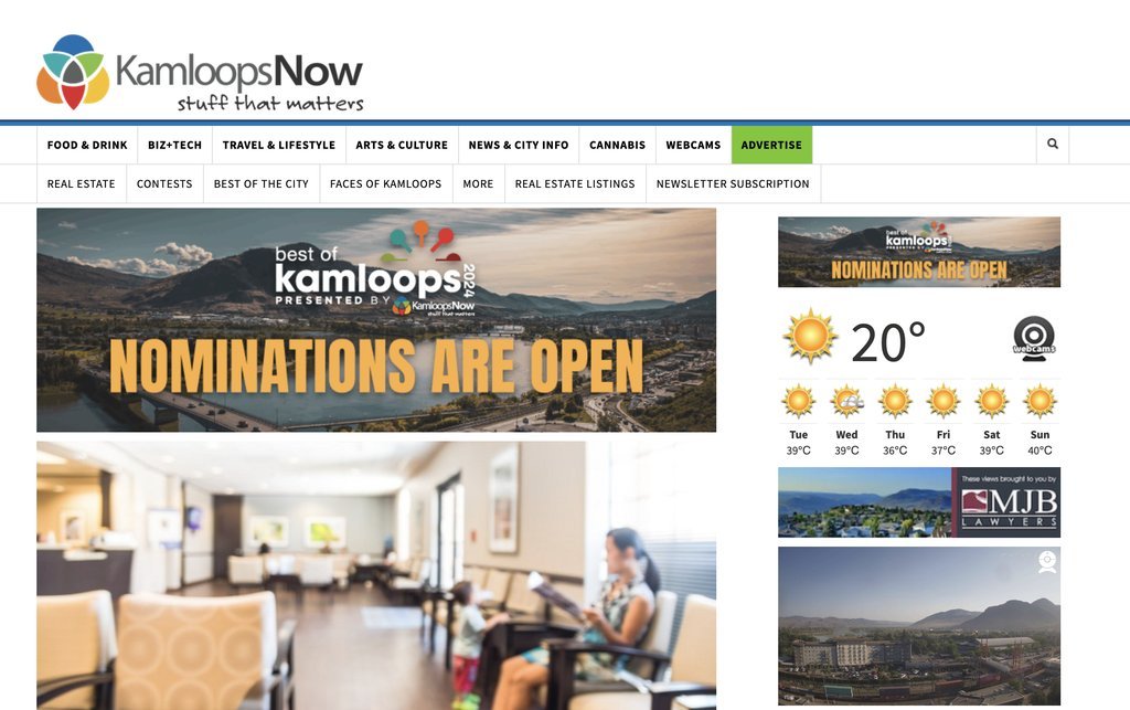 Screenshot of the KamloopsBCNow website