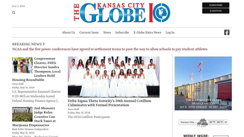 Screenshot of the Kansas City Globe website