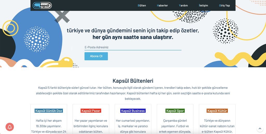 Screenshot of the Kapsül website