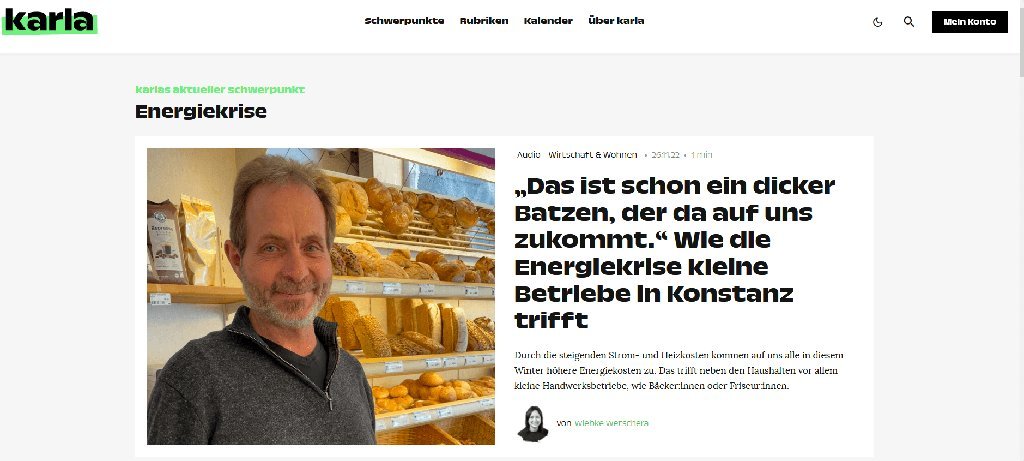 Screenshot of the karla Magazin website