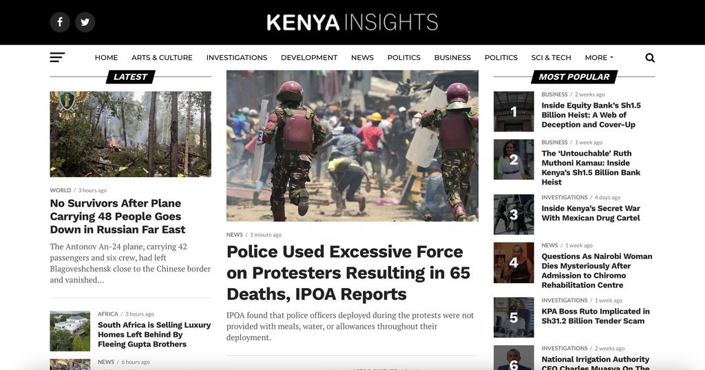 Screenshot of the Kenya Insights website