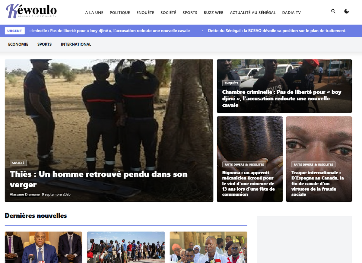 Screenshot of the Kewoulo website