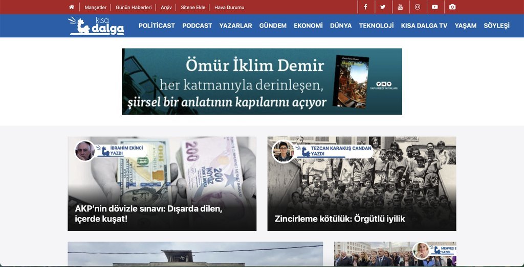 Screenshot of the Kısa Dalga website