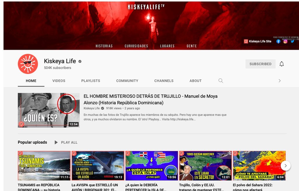 Screenshot of the Kiskeya Life website