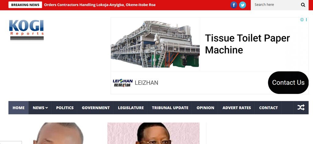 Screenshot of the Kogi Reports website