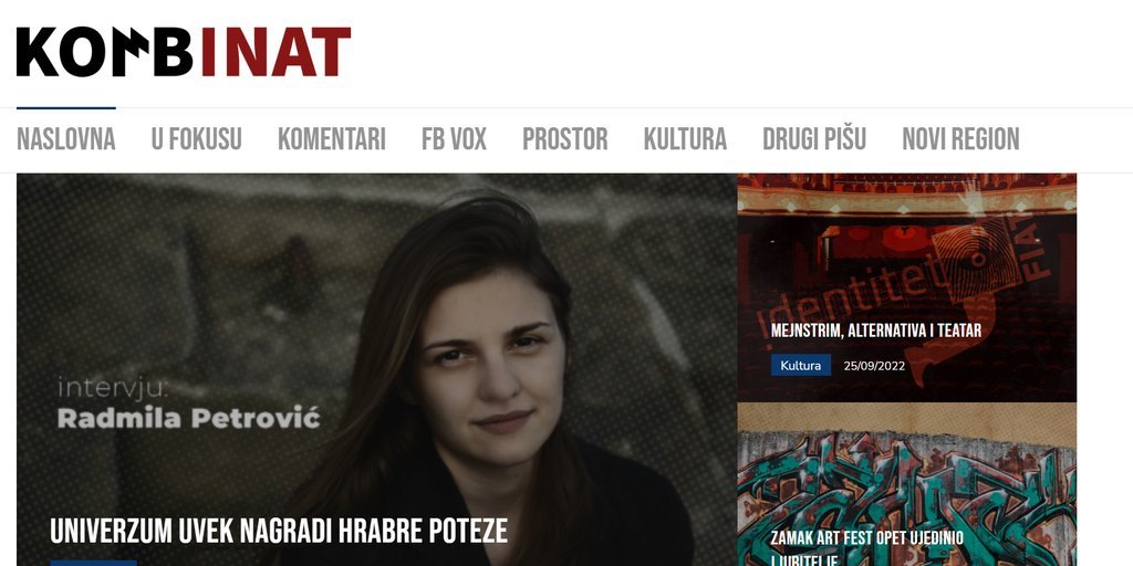 Screenshot of the KOMBINAT website