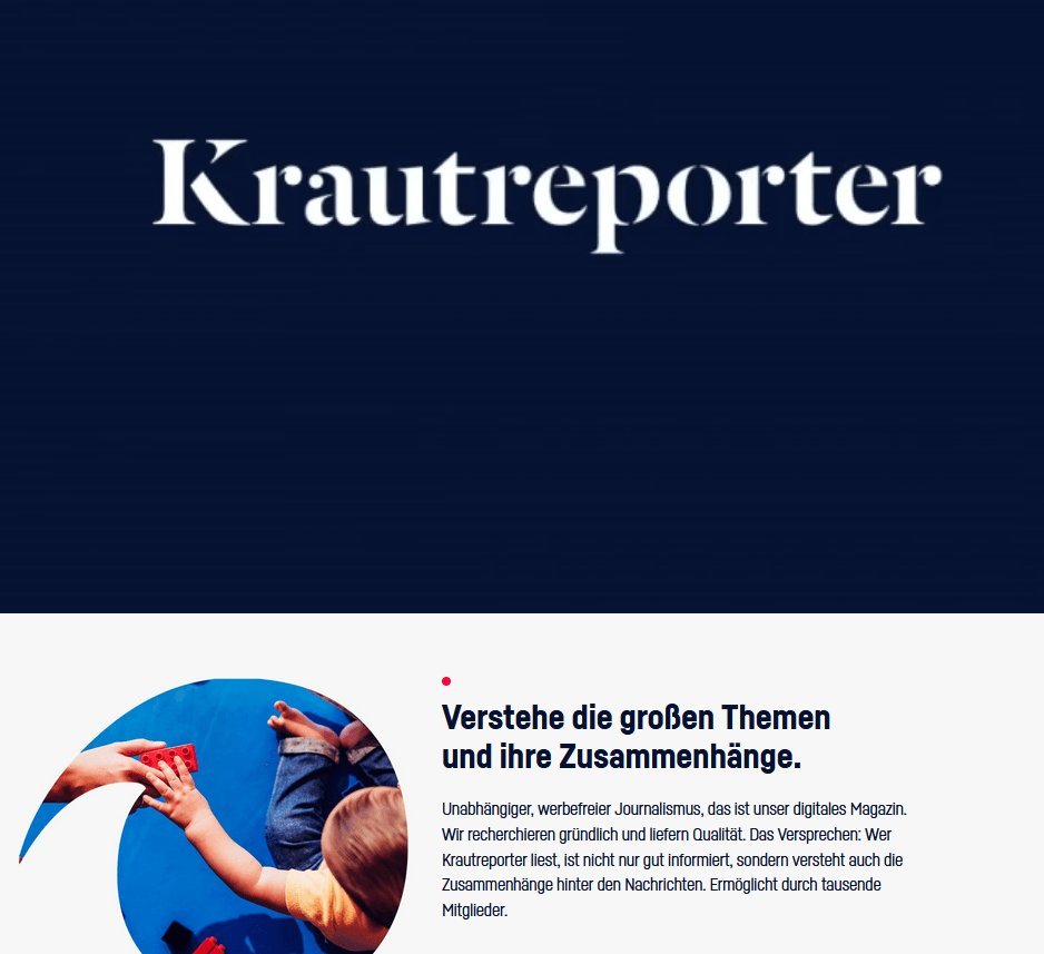 Screenshot of the Krautreporter website