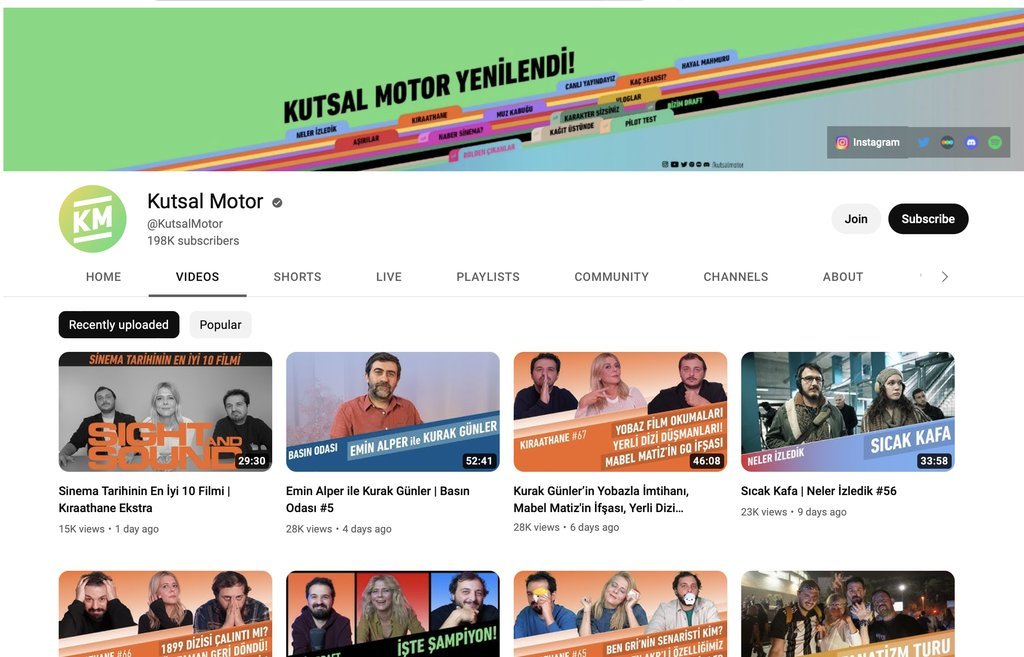 Screenshot of the Kutsal Motor website