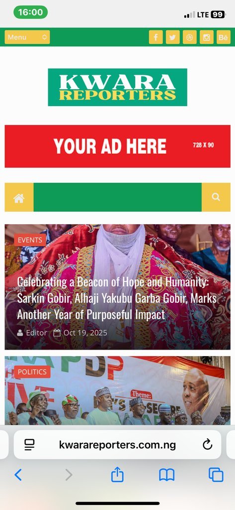 Screenshot of the Kwara Reporters website