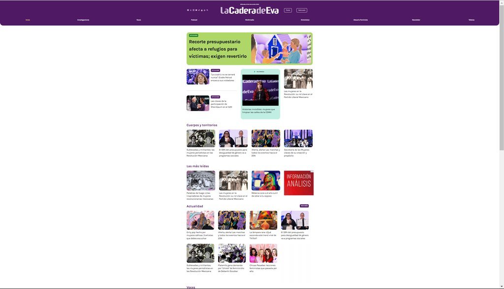 Screenshot of the la cadera de eva website