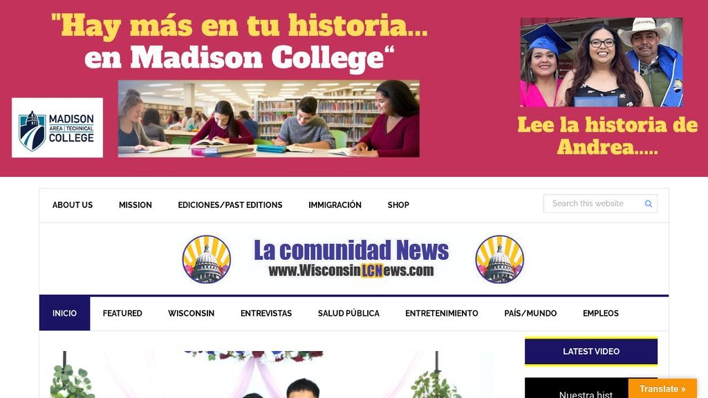Screenshot of the La Comunidad News Online website