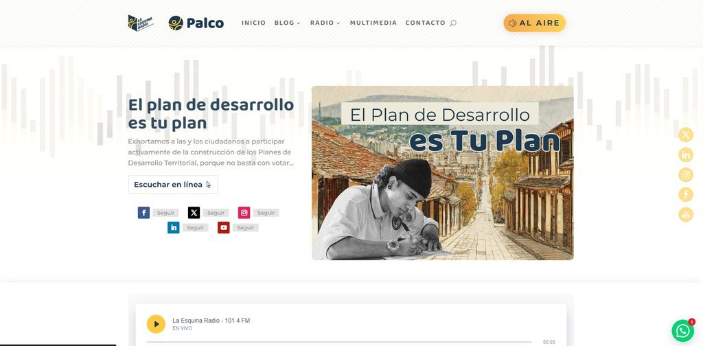 Screenshot of the La Esquina Radio website