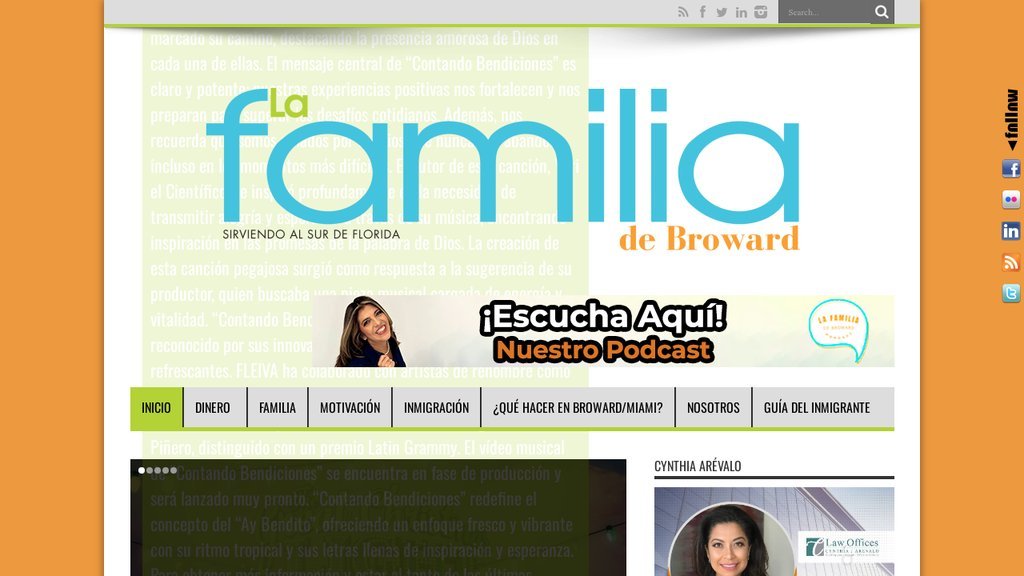 Screenshot of the La Familia de Broward website