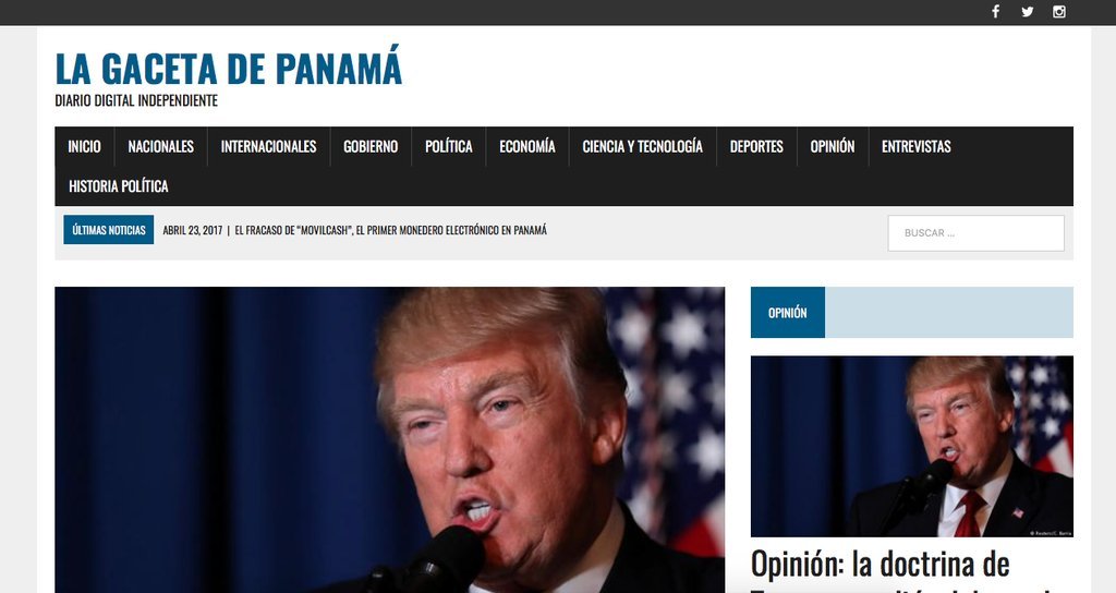 Screenshot of the La Gaceta De Panama website