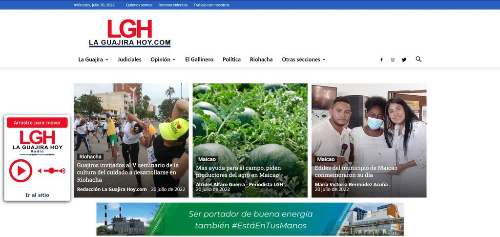Screenshot of the La Guajira Hoy.Com website