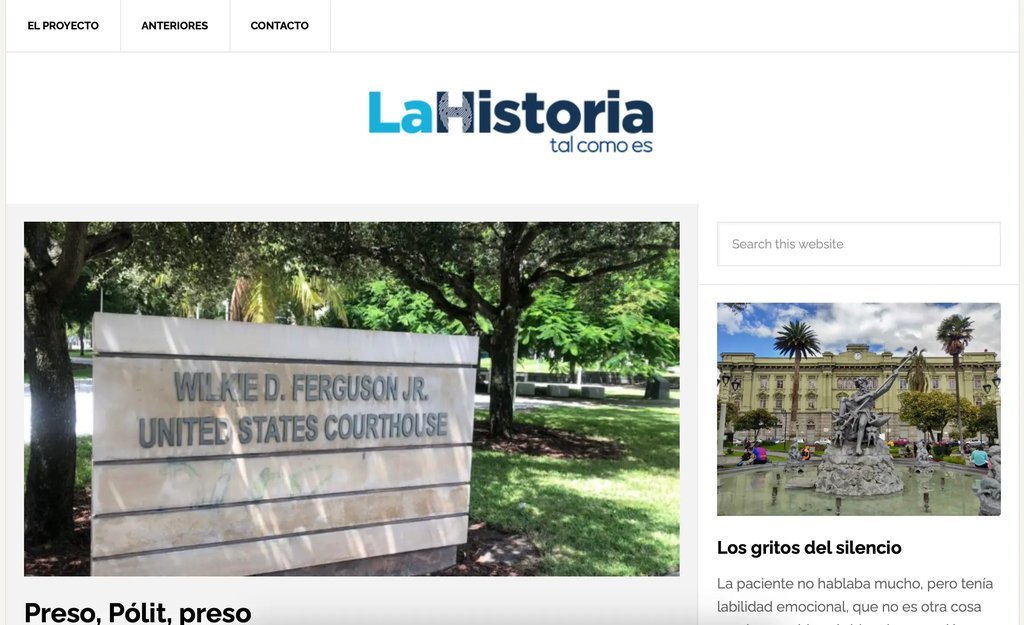 Screenshot of the La Historia website