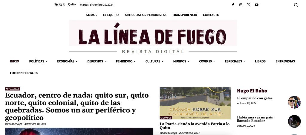 Screenshot of the La Linea De Fuego website