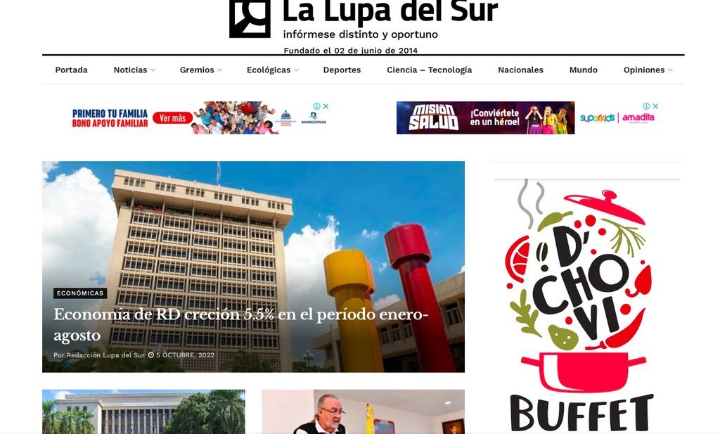 Screenshot of the La Lupa Del Sur website