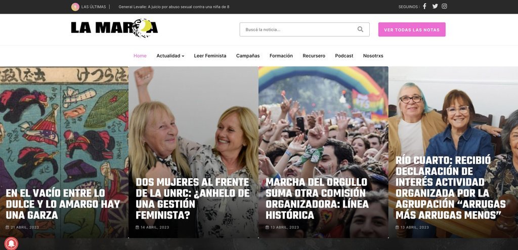 Screenshot of the La Marea Noticias website