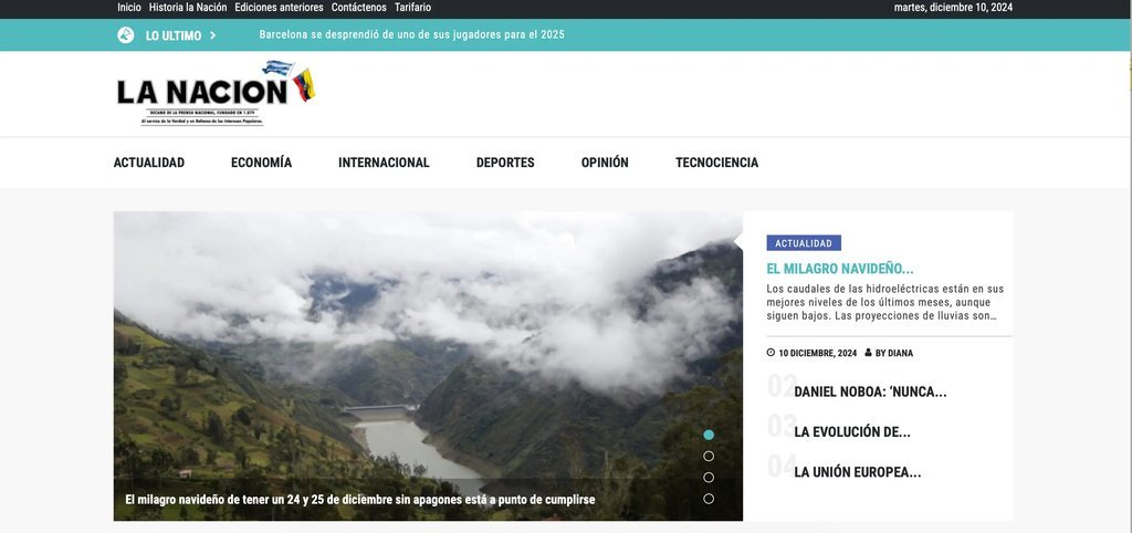 Screenshot of the La Nacion website